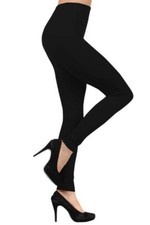 Buttery Black Soft Long Leggings Solid Plain Butter Stretch Tall Curvy Size: L