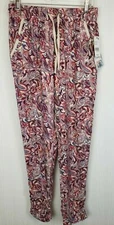 NWT Rewash Juniors’ Printed Ruched-Hem Soft Pants Red Paisley Size Medium