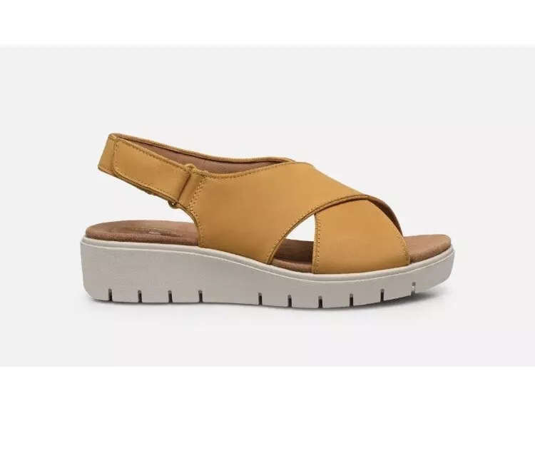 Clarks Unstructured Ladies SUN Yellow Nubuck Leather Sandals 4 D /37 |