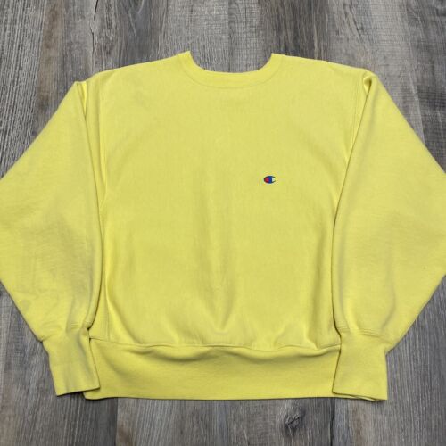 Vintage 90s Champion Logo Reverse Weave Blank Yellow Sweatshirt - Size XL |  eBay