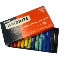 Vintage Dixon Prang Ambrite Chalk Box 530-12 Color Chalk Art Supply