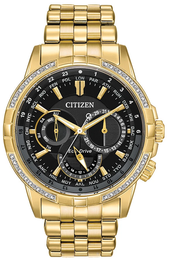Citizen Eco-Drive Calendrier Men's Diamond Accent Day/Date 44mm Watch BU2082-56E