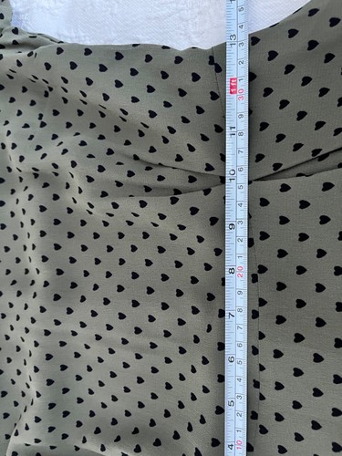 Essentiel Antwerp Green Black Heart Print Viscose Smok Neck Asymetric Dress EU34 - Picture 16 of 16