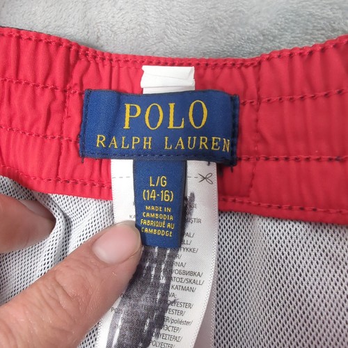 Polo Ralph Lauren Swimwear Boys Large Blue Mesh Lined Lace-Up Shorts Big Pony - Picture 3 of 11