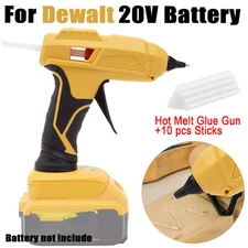 Cordless Hot Melt Glue Gun For Dewalt 20V Li-ion Battery Home Repairs w/10 Stick