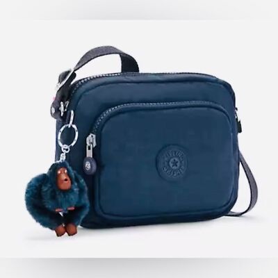 【正規品】KIPLING ビブ トラベルポーチ BLSL Kipling Hubei Double Zip Crossbody Bag in True Blue Tonal