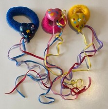 Vintage 1980s Lot of 3 Ribbon Pony Tail Holders - Old Store Warehouse Stock