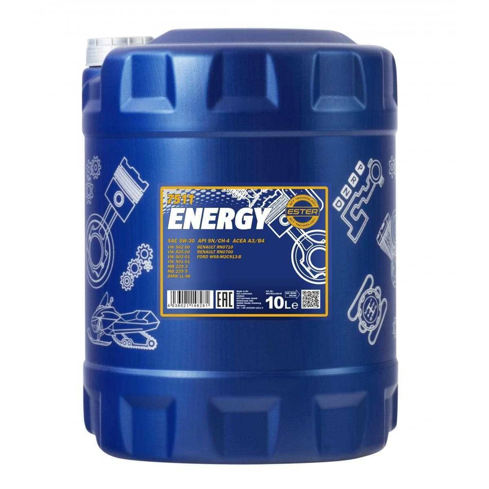 10 Litre Mannol Énergie 5W-30 huile moteur 7511 Api Sn / CH-4 Acea A3/B4 - Photo 1/2