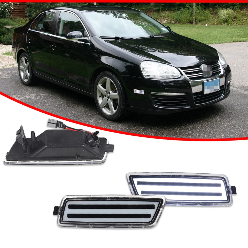 Luces de señalización laterales LED blancas transparentes para parachoques delantero para VW MK5 Golf/GTI Jetta Foto 2 de 4