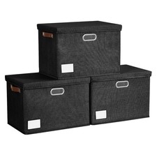 15" Large Collapsible Storage Bins with Lids, Stackable Closet Organizers wit...