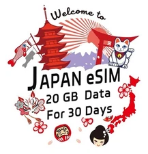 20GB of 5g High-Speed Japan eSIM Unlimited Data 30 Days Prepaid Plan Hotspot