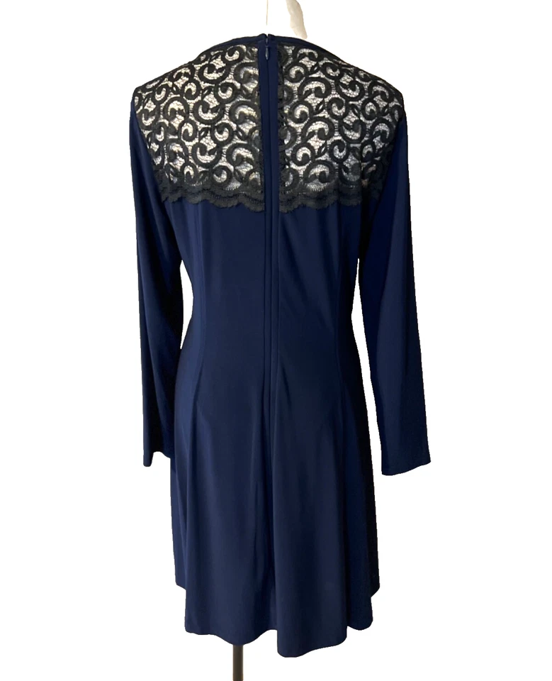 American Living Ralph Lauren Dress 16 Navy Blue Stretch Career Long Sleeve - Image 4 of 4