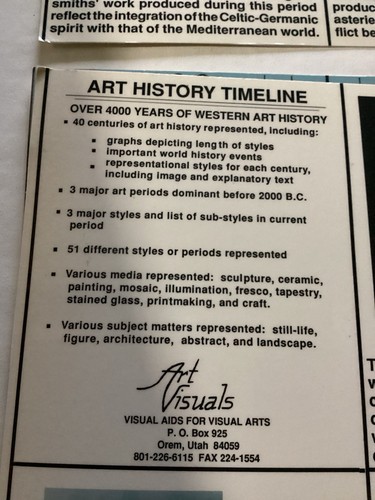 Art History Timeline Visual Aids 1600 B. C. - 20th Century 9 Charts, Art Visuals - Picture 11 of 14