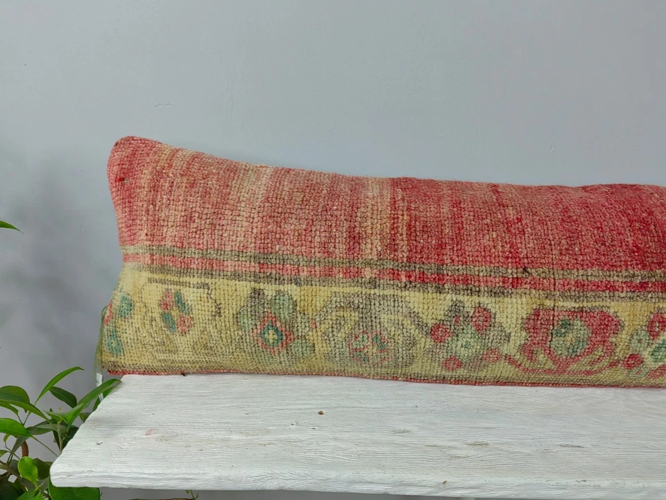 12x48 Turkish Kilim Pillow Cover - Long Lumbar Throw - Vintage Boho Cushion - Image 4 of 4
