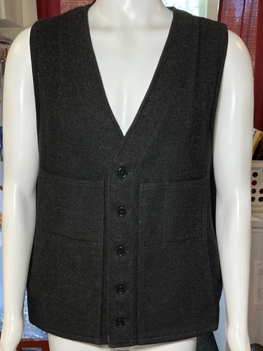 Vintage CC Filson Mackinaw Wool Vest Mens XL (50) Gray Style 20 USA - Picture 9 of 9