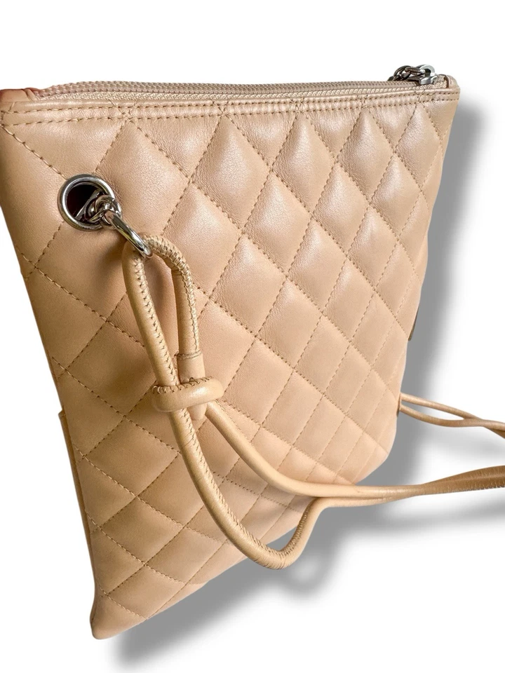 Bolso Mensajero Chanel Ligne Cambon - Beige Acolchado Piel de Cordero con Patente CC con Tarjeta Foto 3 de 4