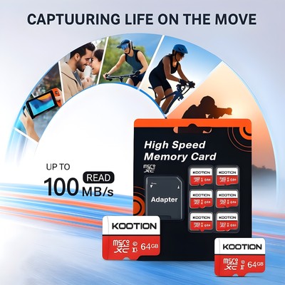 KOOTION 64GB MicroSDXC Memory Card   5-Pack with Adapter   Class 10 UHS-I  ...