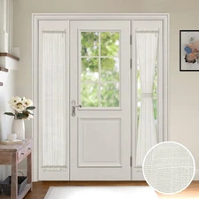 French Door Curtain Set of 2 with Bonus Tiebacks Casual Window Covering Sheer...