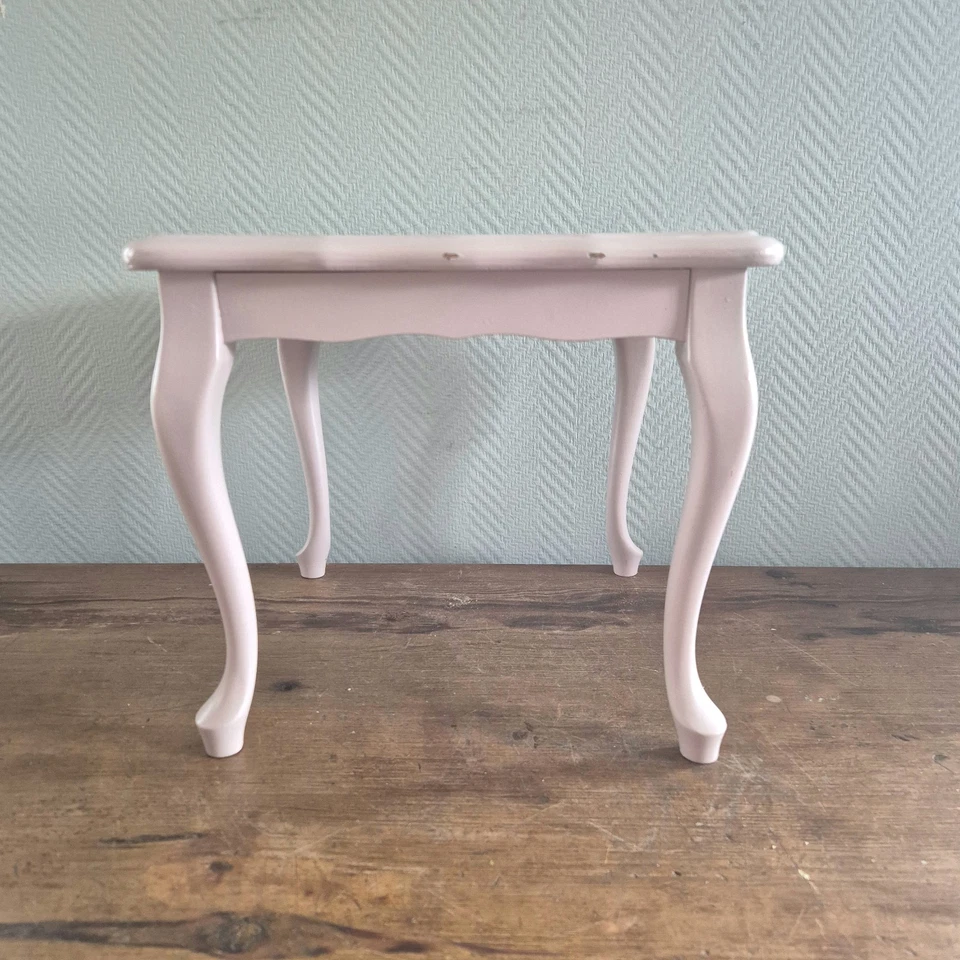 Mesa auxiliar rosa Queen Anne madera maciza patas descapotables Foto 3 de 4