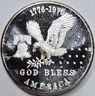 Vintage 1976 1oz .999 Silver Proof Like Eagle/Bell God Bless America Round