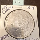 Morgan Silver Dollar $1 Coin 1878 Grade 63 0.9 Silver Uncertified