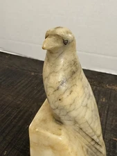 Vintage Carved Alabaster Crackle Stone Bird Bookend, just one