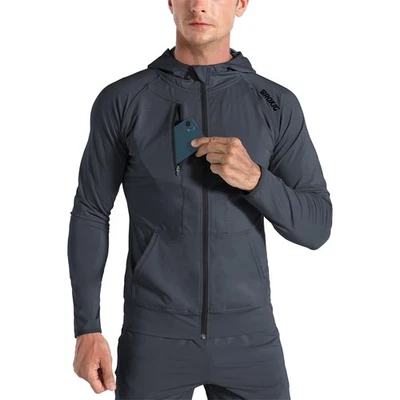 Dualzip Sweat à Capuche Sport Homme,Léger Zippé Hoodie Running Survetement - Photo 1/4