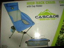 NEW Cascade Mountain Tech High Back Sling Chair with Cup Holder Blue 250LB