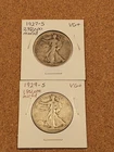 1927-S &1929-S Low Mintage Liberty Walking Half Dollars, Both VG+