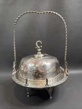James W Tufts Boston Quadruple Plate Antique Butter Dish with Lid