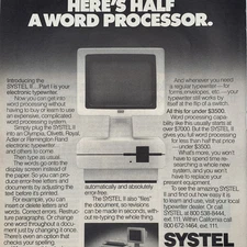 1982 Systel II Computer PRINT AD Half a Word Processor Plug Into Typewriter 80s