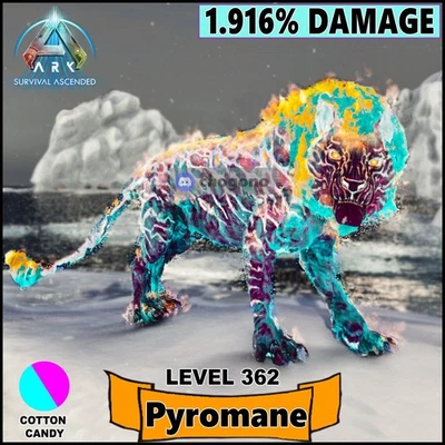 Ark Survival Ascended PC/PS5/XBOX PVE 🍭 TOP Cotton Candy PYROMANE 1916% Damage
