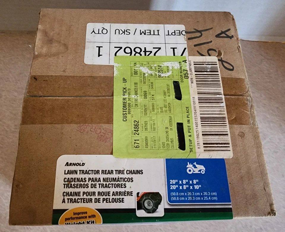 Cadenas de neumáticos traseras Arnold para tractor de césped 490-241-0023 nuevas en caja Foto 2 de 4