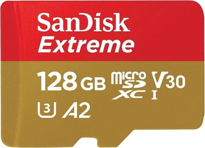 SanDisk 128GB Extreme microSDXC UHS-I A2 V30 U3 190MB/s SD Adapter 4K - Image 1 of 4
