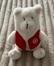 TARGET GIGGLE SCAPE 7" POLAR BEAR PLUSH WITH RED TARGET VEST-EUC!