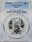 1976 S PCGS MS68 MINT STATE SILVER JOHN F KENNEDY HALF DOLLAR JFK COIN BLUE