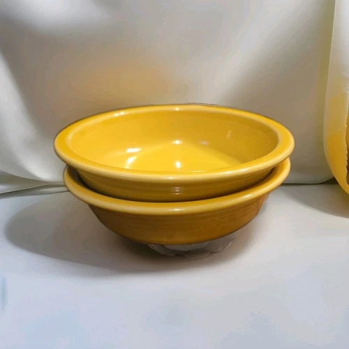 Set of 2 Yellow Fiestaware Bowls 6 7/8 x 2 Inch Homer Laughlin