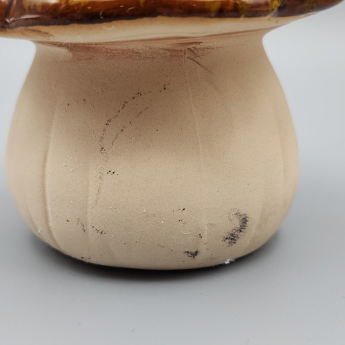 Fairy Garden Mushroom Toadstool Brown Yellow Speckled Drip Glaze Ceramic 70sLook - Picture 4 of 9