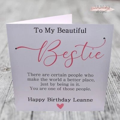 J.A.M. 23 DESIGNS Personalised To My Bestie Birthday Card Best Friend