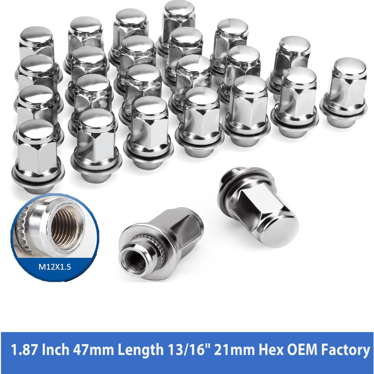 24pcs M12x1.5 Lug Nuts 1.87