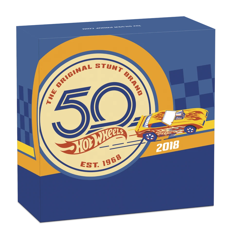 2018 50 YEARS OF HOT WHEELS 1oz $1 SILVER PROOF COIN - Image 3 of 4