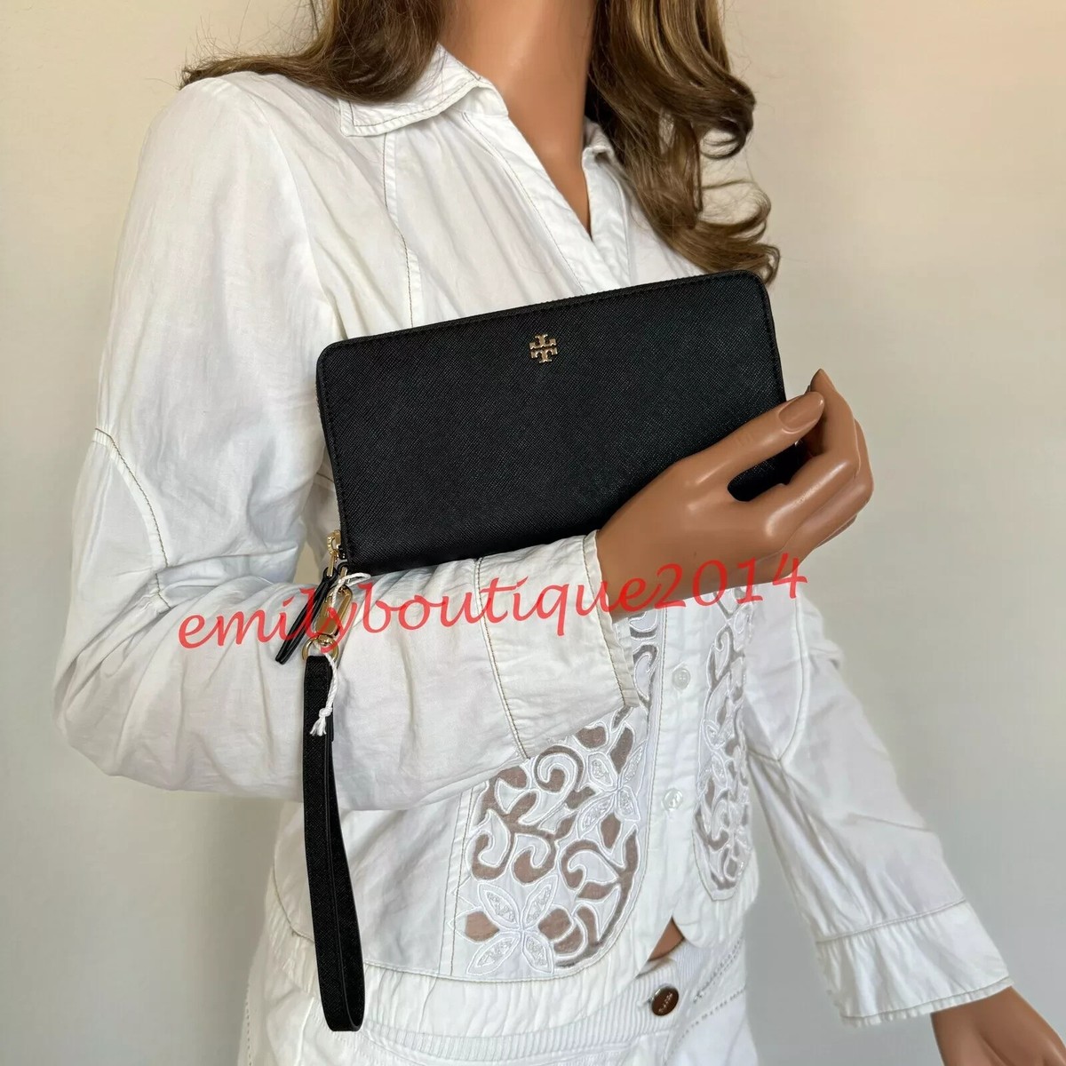 oba☆ NWT Tory Burch 136110 Emerson Wristlet Zip Continental Wallet