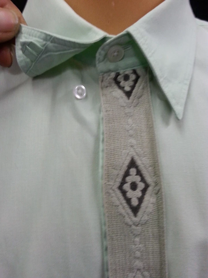 Camisa Náutica Hombre Años 80 90 De Colección Lg Slv Pastel Verde Lima Apliques 17-32-33 o 2X? Foto 2 de 4