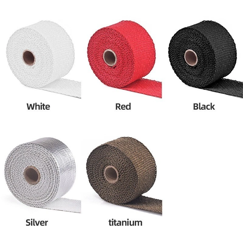Nuevo rollo de envoltura térmica de escape para motocicleta cinta protectora térmica de fibra de vidrio con lazos Foto 2 de 4
