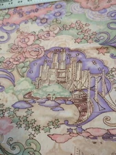 SALE! Magic City Fabric Remnant 1970's Pink Purple 48"x17" Groovy Linens