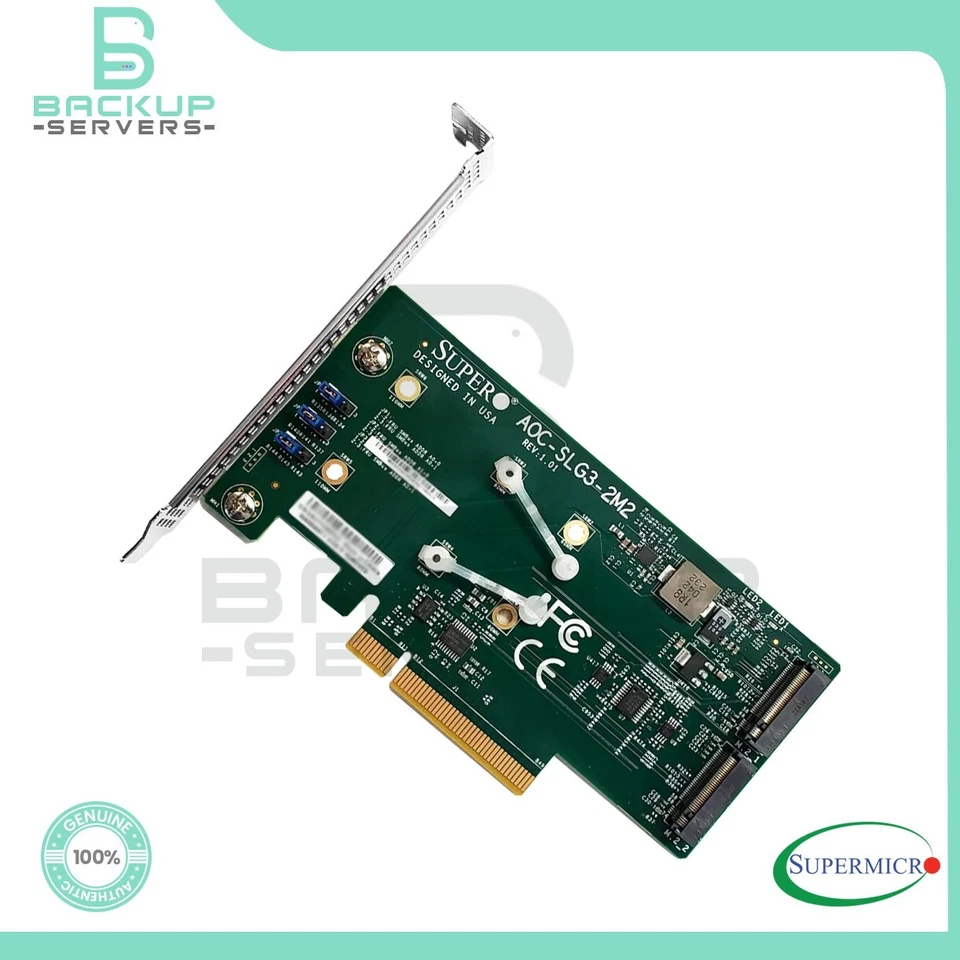 AOC-SLG3-2M2 Supermicro PCI Express 3.0 x8 NVMe M.2 SSD Adapter Card - Image 2 of 3