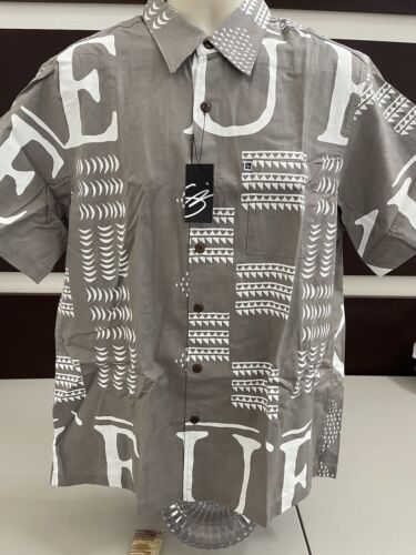 Sig Zane Kứ é' Aalahonua Pewter /White Linen Shirt Size Large NEW