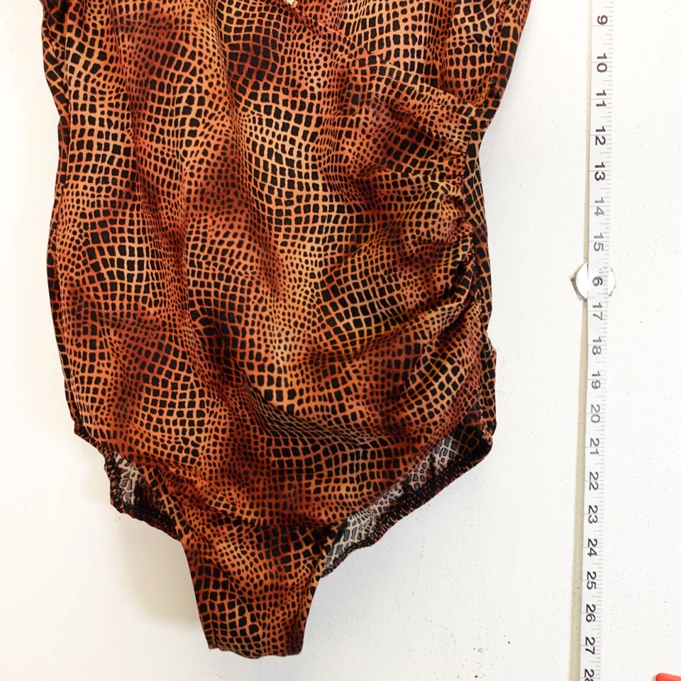 Traje de baño vintage para mujer de una pieza marrón acolchado sobrepelliz cuchara espalda cocodrilo M Foto 4 de 4