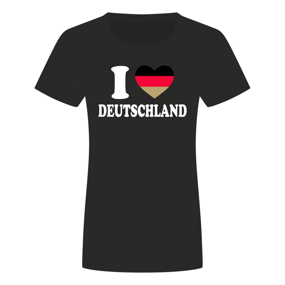 I Love Deutschland Damen T-Shirt - Ich Liebe EM WM Europameisterschaft Fußball - Bild 1 von 1