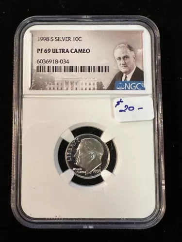 1998 S ROOSEVELT DIME NGC PF 69 ULTRA CAMEO SILVER 034